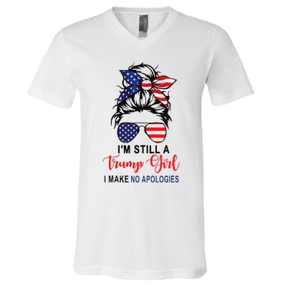 I'm Still A Trump Make No Apologies Patriotic American V-Neck T-Shirt