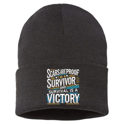 Inspirational Scars Are Proof IM A Survivor Surgery Sustainable Knit Beanie