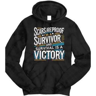 Inspirational Scars Are Proof IM A Survivor Surgery Tie Dye Hoodie