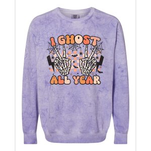 I Skeleton All Year Halloween Skeleton Costume Retro Groovy Meaningful Gift Colorblast Crewneck Sweatshirt