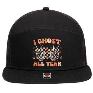 I Skeleton All Year Halloween Skeleton Costume Retro Groovy Meaningful Gift 7 Panel Mesh Trucker Snapback Hat