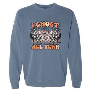 I Skeleton All Year Halloween Skeleton Costume Retro Groovy Meaningful Gift Garment-Dyed Sweatshirt