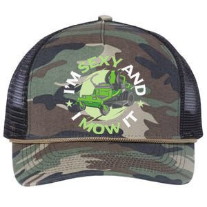 IM Sexy And I Mow It Funny Lawn Mowing Service Retro Rope Trucker Hat Cap