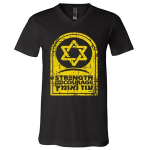 Israel Strength and Courage V-Neck T-Shirt