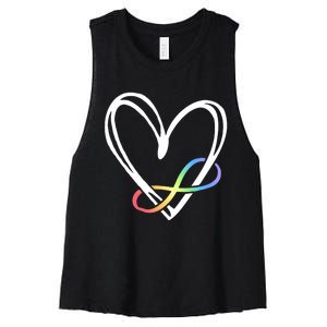 Infinity Symbol Autism Awareness Month Women's Racerback Cropped Tank