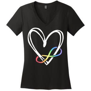 Infinity Symbol Autism Awareness Month Women's V-Neck T-Shirt