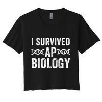 I Survived Ap Biology Ap Bio Exam High School Funny Ap Bio Biology Class Women's Crop Top Tee