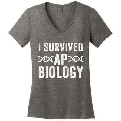 I Survived Ap Biology Ap Bio Exam High School Funny Ap Bio Biology Class Women's V-Neck T-Shirt