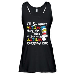 I’ll Support Autism Here Or There I'll Support Autism Everywhere Ladies Essential Flowy Tank