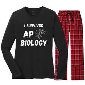 I Survived Ap Biology Ap Bio Exam Women's Long Sleeve Flannel Pajama Set 