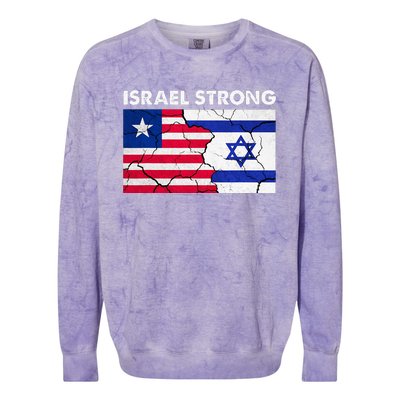 Israel Strong American Israel Flag Stand With Israel Colorblast Crewneck Sweatshirt