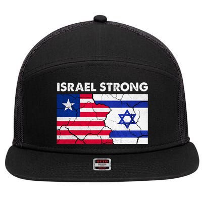 Israel Strong American Israel Flag Stand With Israel 7 Panel Mesh Trucker Snapback Hat