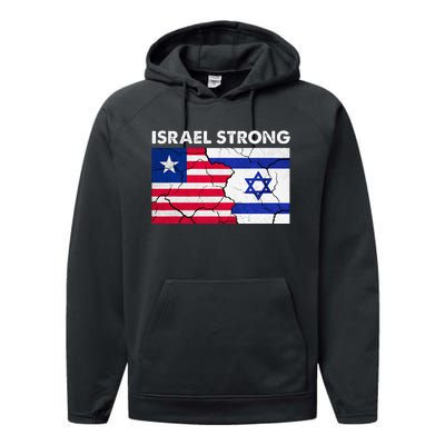 Israel Strong American Israel Flag Stand With Israel Performance Fleece Hoodie