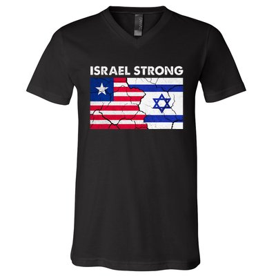 Israel Strong American Israel Flag Stand With Israel V-Neck T-Shirt