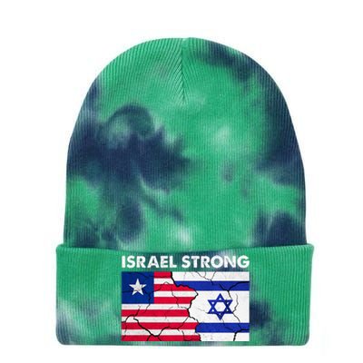 Israel Strong American Israel Flag Stand With Israel Tie Dye 12in Knit Beanie