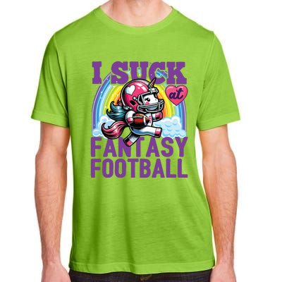 I Suck At Fantasy Football Unicorn Rainbow Loser Adult ChromaSoft Performance T-Shirt