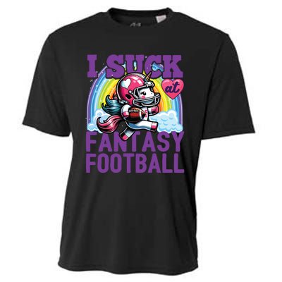 I Suck At Fantasy Football Unicorn Rainbow Loser Cooling Performance Crew T-Shirt