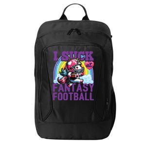 I Suck At Fantasy Football Unicorn Rainbow Loser City Backpack