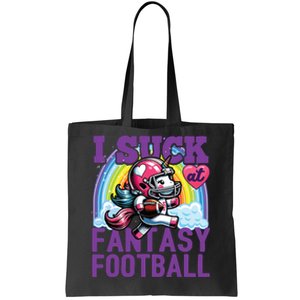 I Suck At Fantasy Football Unicorn Rainbow Loser Tote Bag