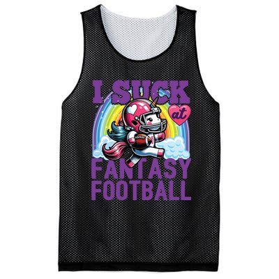 I Suck At Fantasy Football Unicorn Rainbow Loser Mesh Reversible Basketball Jersey Tank