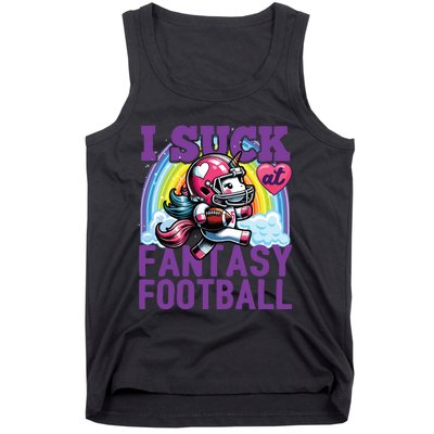 I Suck At Fantasy Football Unicorn Rainbow Loser Tank Top