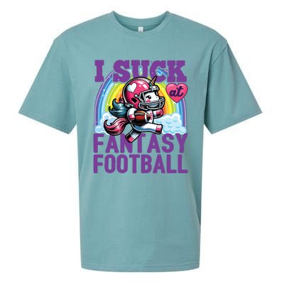 I Suck At Fantasy Football Unicorn Rainbow Loser Sueded Cloud Jersey T-Shirt