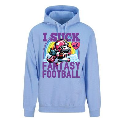 I Suck At Fantasy Football Unicorn Rainbow Loser Unisex Surf Hoodie