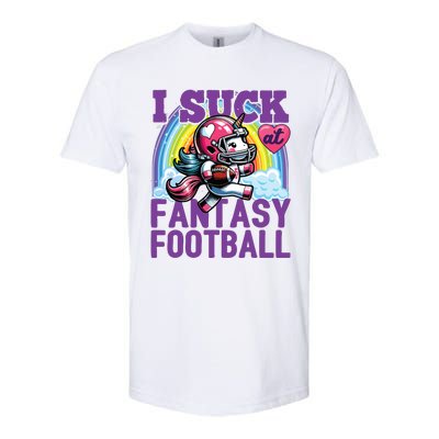 I Suck At Fantasy Football Unicorn Rainbow Loser Softstyle CVC T-Shirt