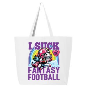 I Suck At Fantasy Football Unicorn Rainbow Loser 25L Jumbo Tote