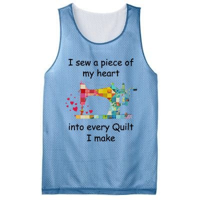 I Sew A Piece Of My Heart Into Every Quilt I Make Quilting Gift Mesh Reversible Basketball Jersey Tank