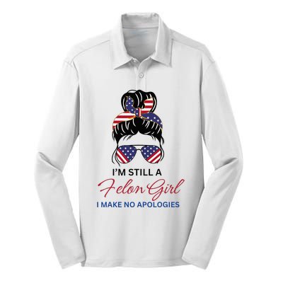 IM Still A Felon Girl 2024 Funny Election Silk Touch Performance Long Sleeve Polo