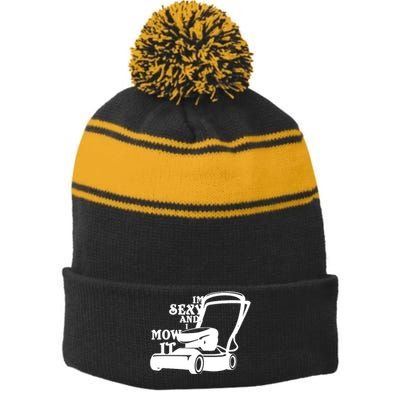 IM Sexy And I Mow It Stripe Pom Pom Beanie