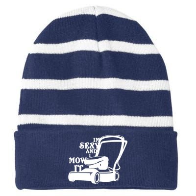 IM Sexy And I Mow It Striped Beanie with Solid Band