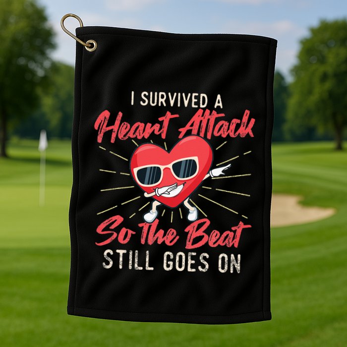 I Survived A Heart Attack Heart Attack Survivor Recovery Golf Towel