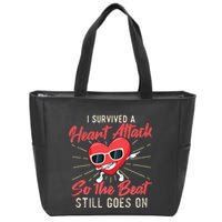 I Survived A Heart Attack Heart Attack Survivor Recovery Zip Tote Bag