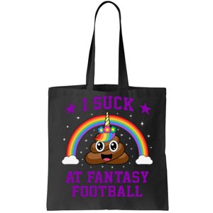 I Suck At Fantasy Football Loser Poop Unicorn Funny Tote Bag