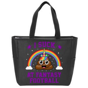 I Suck At Fantasy Football Loser Poop Unicorn Funny Zip Tote Bag