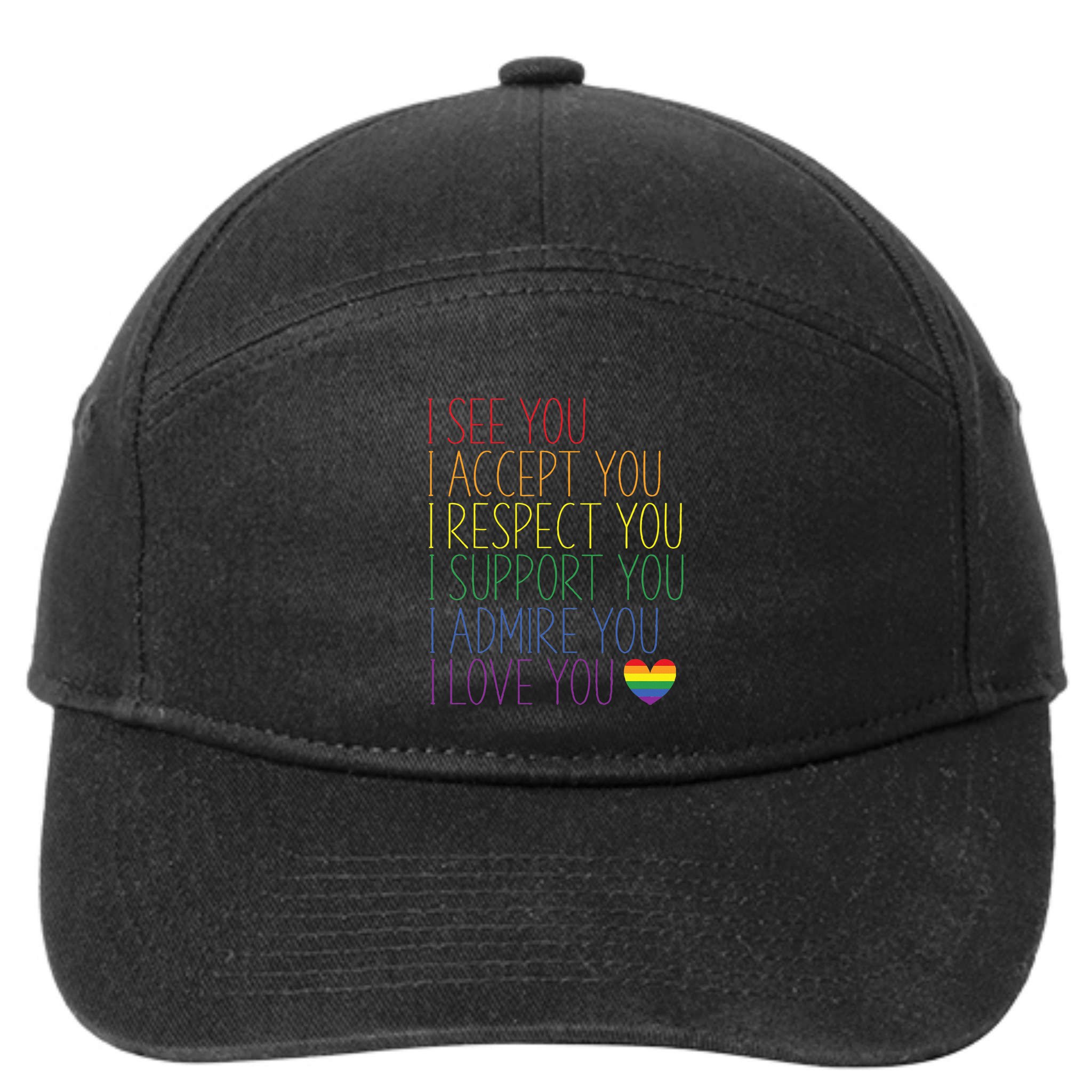 I See Accept Respect Support Admire Love You LGBTQ 7-Panel Snapback Hat
