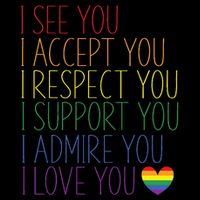 I See Accept Respect Support Admire Love You LGBTQ Flat Bill Trucker Hat
