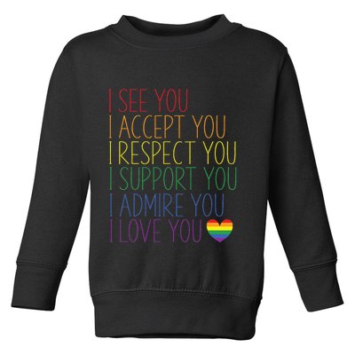 I See Accept Respect Support Admire Love You LGBTQ Toddler Sweatshirt