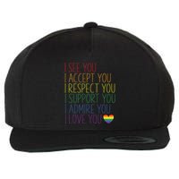 I See Accept Respect Support Admire Love You LGBTQ Wool Snapback Cap