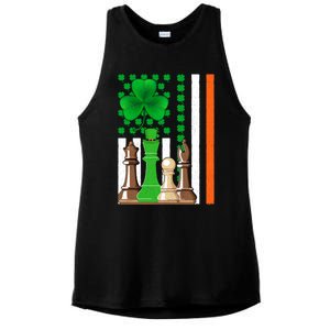 Irish Shamrock American Flag Chess Game St Patrick's Day Great Gift Ladies PosiCharge Tri-Blend Wicking Tank