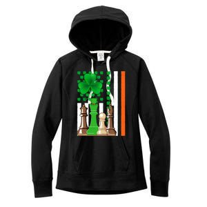 Irish Shamrock American Flag Chess Game St Patrick's Day Great Gift Women's Fleece Hoodie