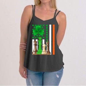 Irish Shamrock American Flag Chess Game St Patrick's Day Great Gift Women's Strappy Tank