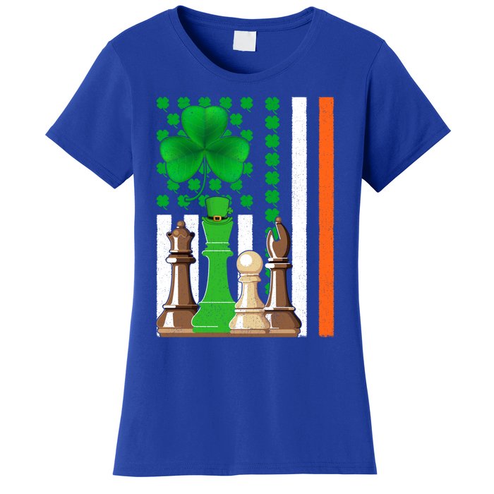 Irish Shamrock American Flag Chess Game St Patrick's Day Great Gift Women's T-Shirt