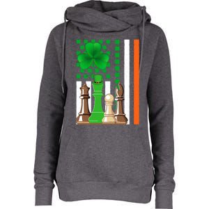 Irish Shamrock American Flag Chess Game St Patrick's Day Great Gift Womens Funnel Neck Pullover Hood