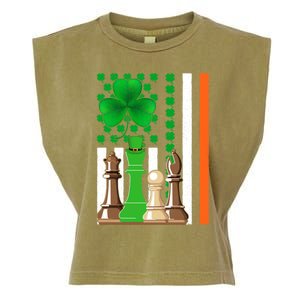 Irish Shamrock American Flag Chess Game St Patrick's Day Great Gift Garment-Dyed Women's Muscle Tee