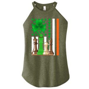 Irish Shamrock American Flag Chess Game St Patrick's Day Great Gift Women's Perfect Tri Rocker Tank