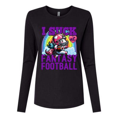 I Suck At Fantasy Football Unicorn Rainbow Loser Gift Womens Cotton Relaxed Long Sleeve T-Shirt