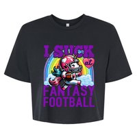 I Suck At Fantasy Football Unicorn Rainbow Loser Gift Bella+Canvas Jersey Crop Tee